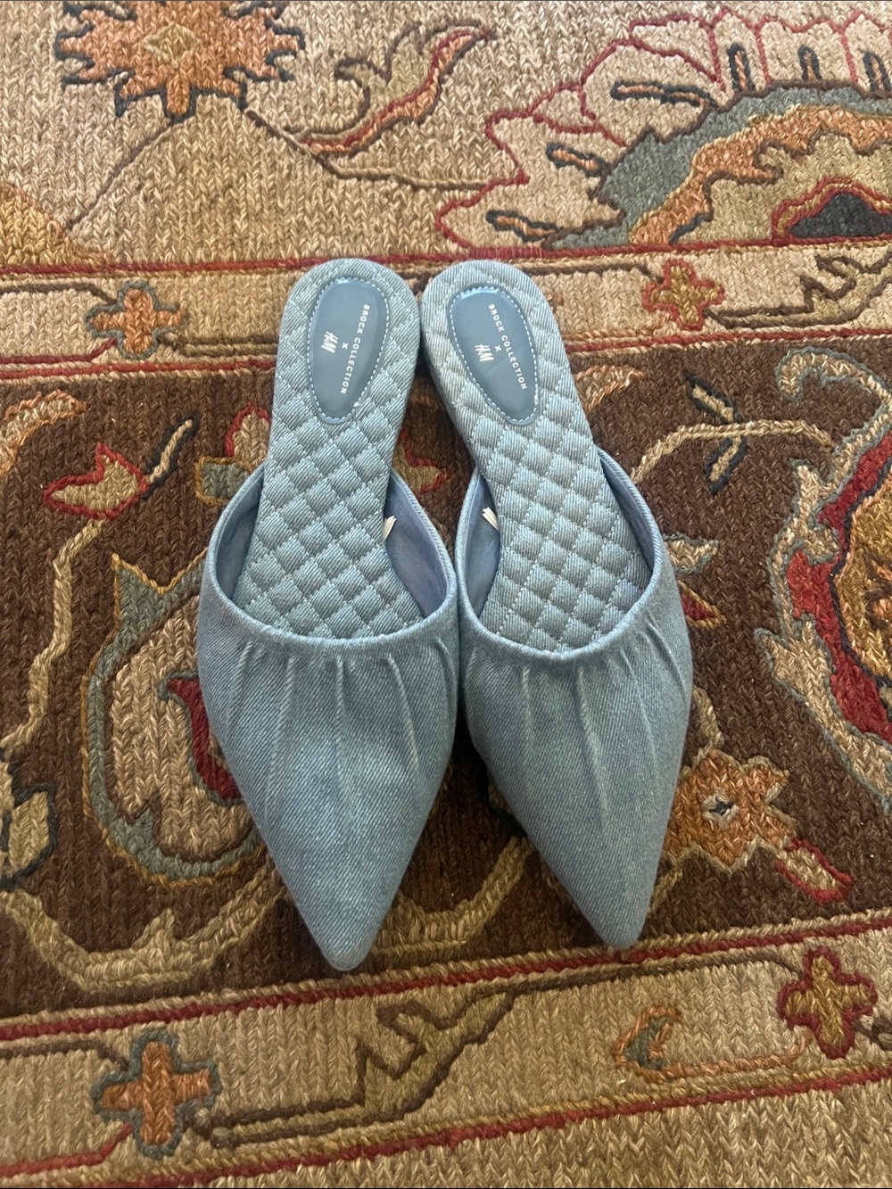 H&M Brock Light Blue Pointed Brock Mule Flats